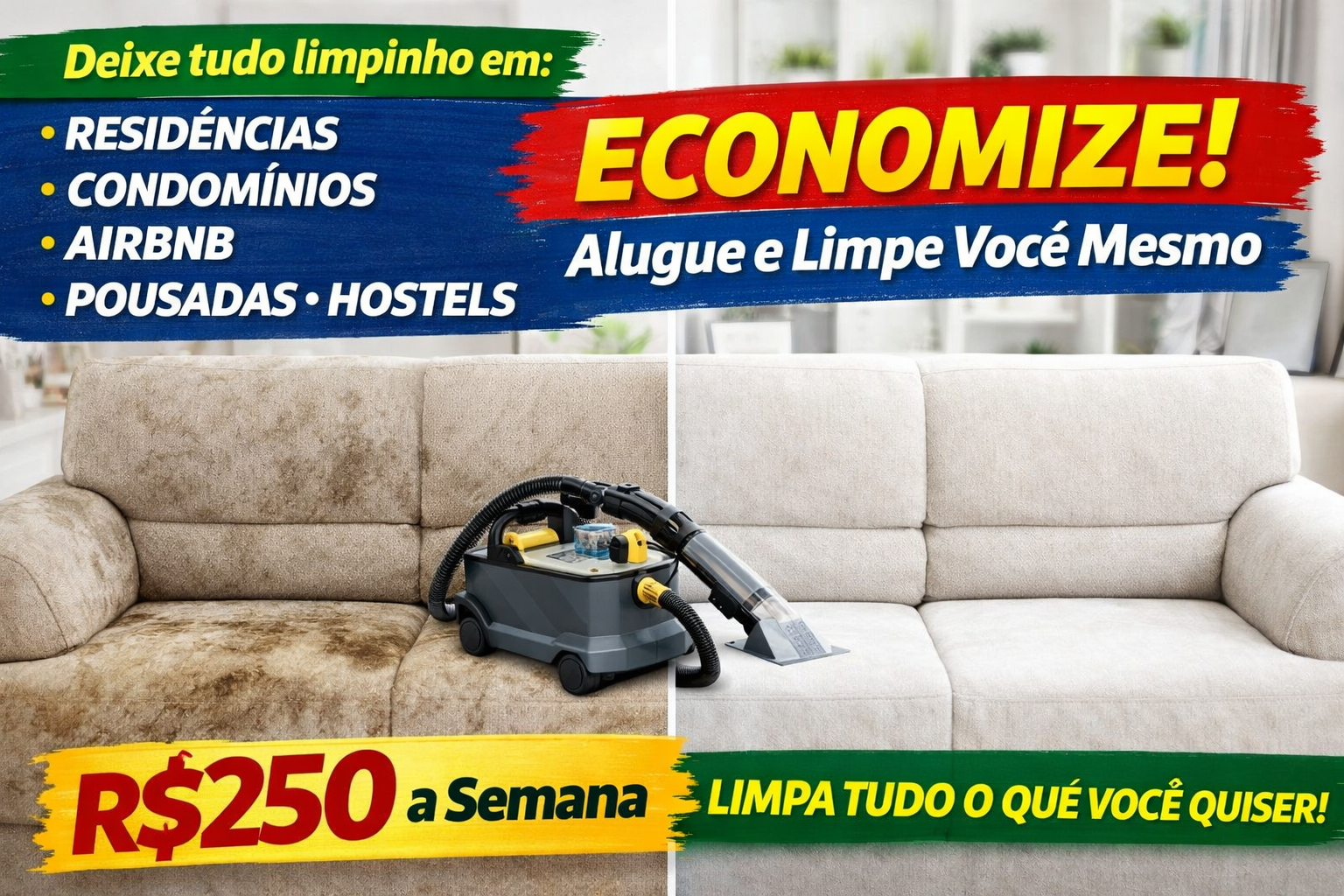Aluguel de Extratora Copacabana R$250 – Limpeza de Sofá Barato WhatsApp (21) 96630-4504